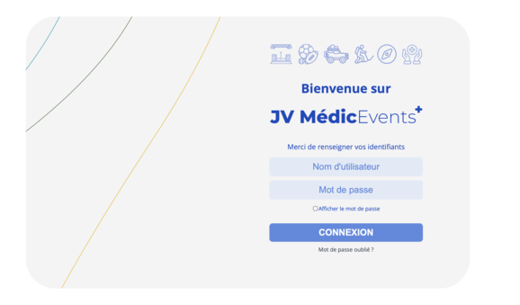 jv-medic-events-application-suivi-assistance-evenementielle-sport-outdoor-extreme Présentation page de connexion application JV MEDIC EVENTS